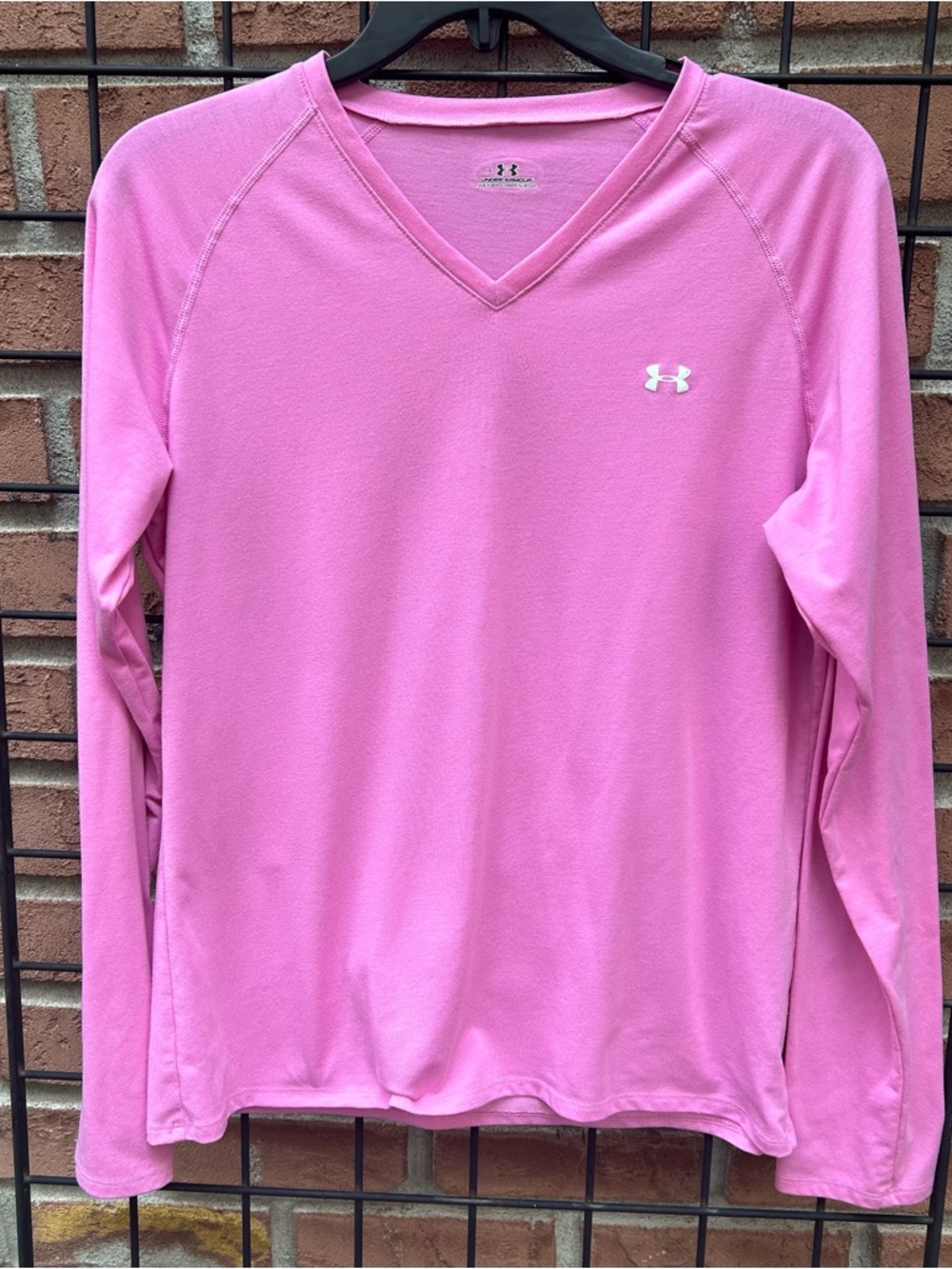 Under Armour Pink V-Neck Long Sleeve Performance Shirt